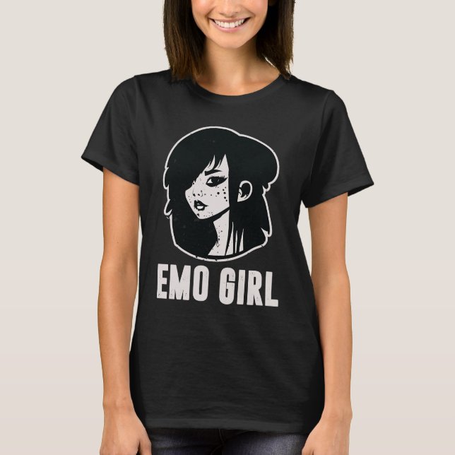 Cute Scene Girl 90's 2000's Goth Punk Emo Girl T-Shirt (Front)