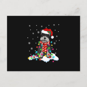 cute schnauzer christmas lights with santa hat gif holiday postcard