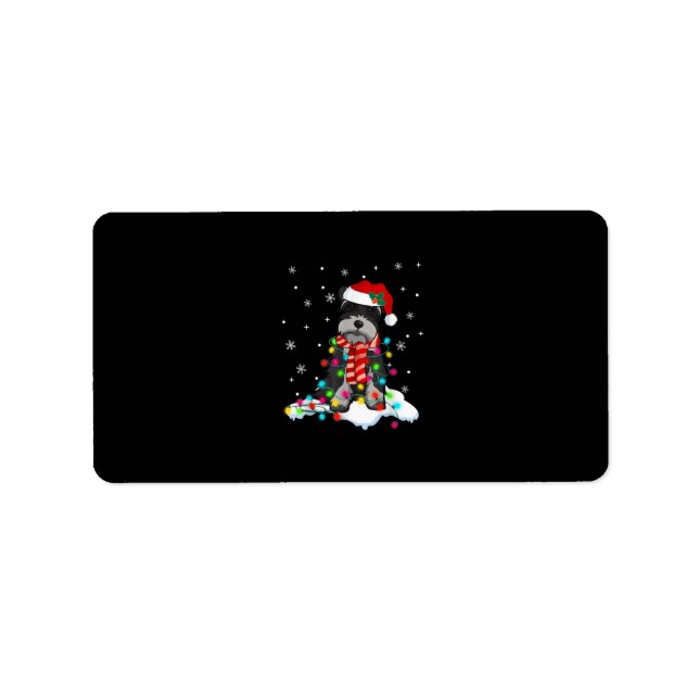 cute schnauzer christmas lights with santa hat gif label (Front)