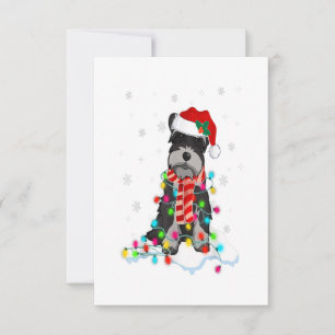 Cute Schnauzer Christmas Lights With Santa Hat RSVP Card