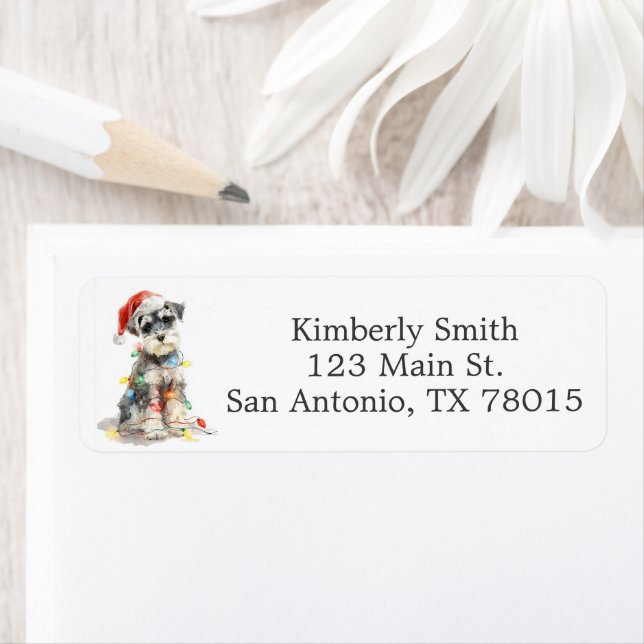 Cute Schnauzer Christmas Return Address  Label (Insitu)