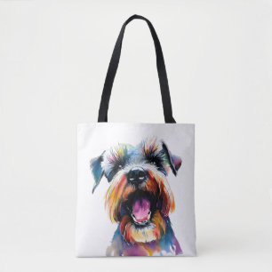 Cute Schnauzer - Colourful Dog Design Tote Bag