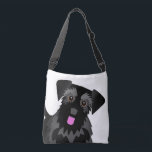 Cute Schnauzer Custom Colour Crossbody Bag<br><div class="desc">Cute drawing of a miniature schnauzer.  The background colour is customisable.</div>