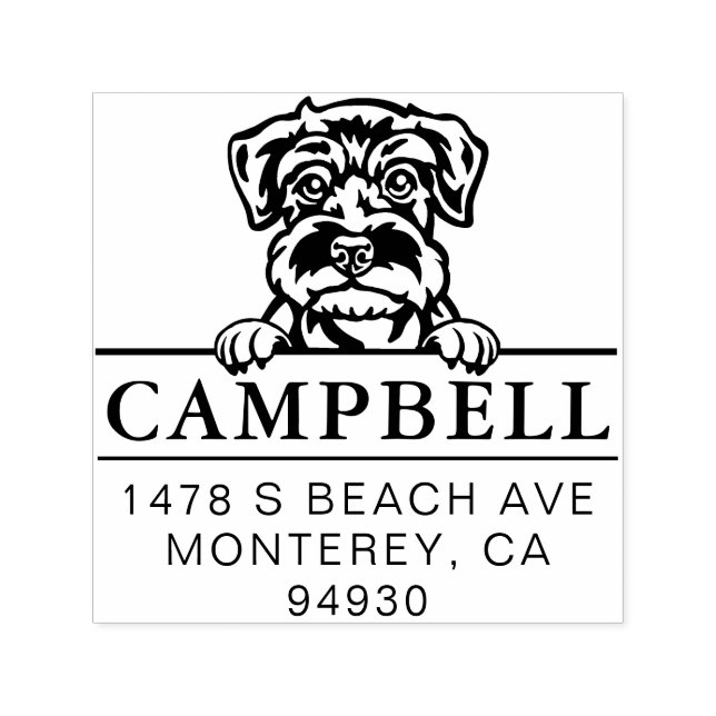 Cute Schnauzer Custom Dog Address Stamp  (Design)