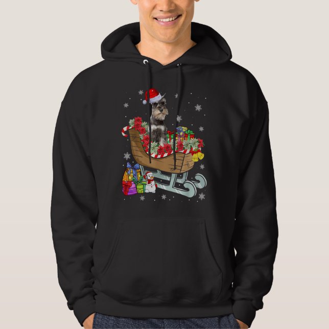 Cute Schnauzer Dog Christmas Santa Hat Xmas Puppy  Hoodie (Front)