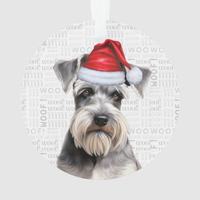 Cute Schnauzer Dog Holiday Christmas Photo Ornament (Back)