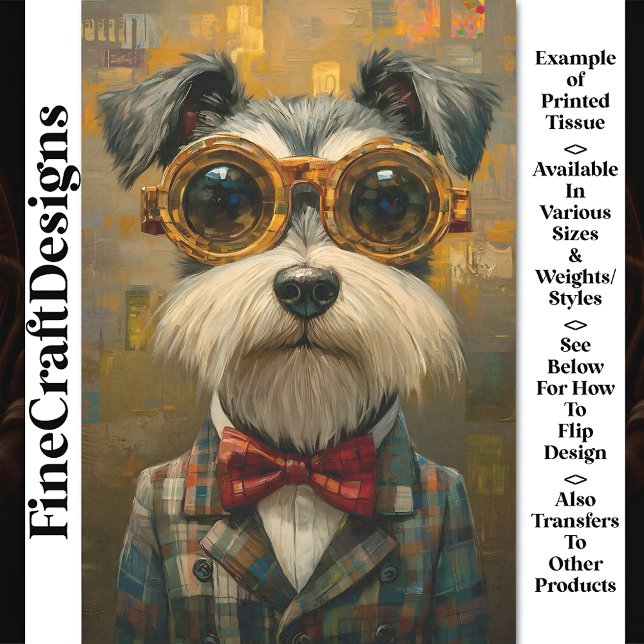 Cute Schnauzer Dog In Suit & Shades CC7 Decoupage Tissue Paper (Creator Uploaded)