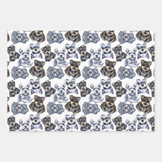 Cute Schnauzer Dog Patterned Art Wrapping Paper Sheet