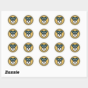 Cute Schnauzer Face Classic Round Sticker