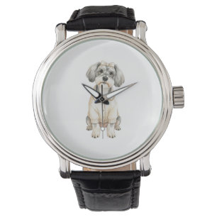 Cute schnauzer long eared dog  watch
