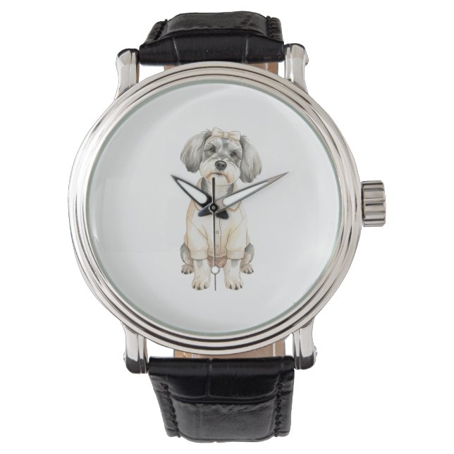 Cute schnauzer long eared dog  watch (Front)