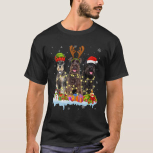Cute Schnauzer Santa Hat Christmas Light Xmas T-Shirt