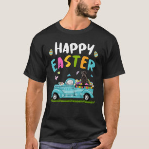 Cute Schnauzer With Bunny Ears Egg Hunting Truck E T-Shirt