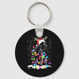 Cute Schnauzer With Christmas Lights Key Ring