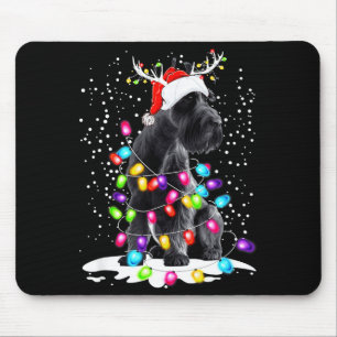 Cute Schnauzer With Christmas Lights Mouse Pad