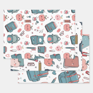 Cute Scholastic Paper, Back to School Wrapping Paper Sheet
