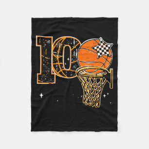 Cute School 100th School Day Basketball 100 Days Fleece Blanket