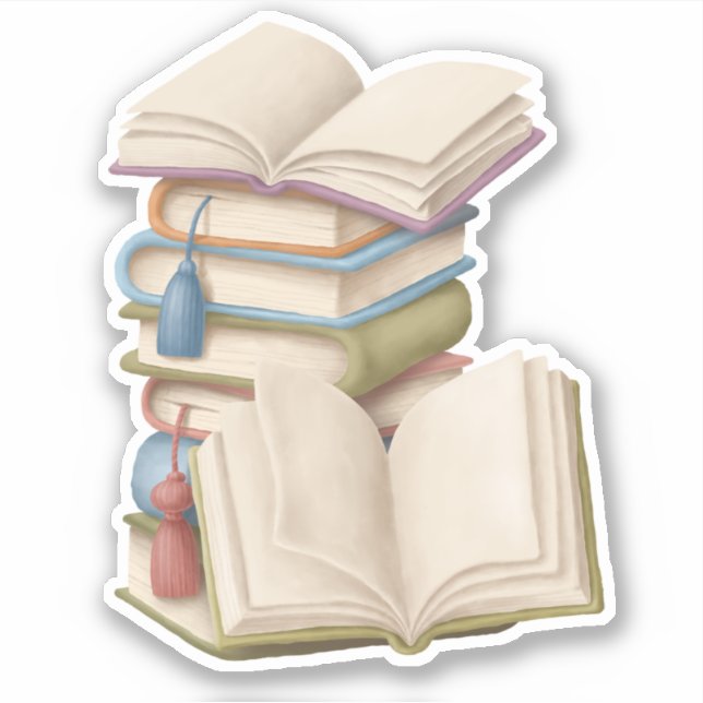 Cute School Book Fun Reading Vinyl Stickers (Front)