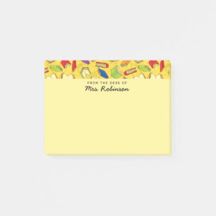 Cute School Books Teacher Desk Yellow 4 x 3 Post-it Notes