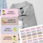 Cute School Bookworm Kids Name Clothing Labels<br><div class="desc">Cute kid's name labels in 4 designs - each colour has a different bookworm character. Persoanlize with up to 4 different names along with your custom text such as class name or phone number. Perfect for back to school supplies and easy to colour code for each child - feel free...</div>