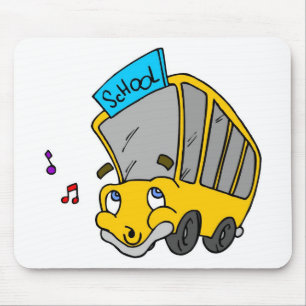 Cute School Bus Drawing Happy Face Mouse Pad