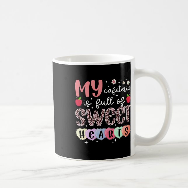 Cute School Cafeteria Worker Valentines Day Lunch  Coffee Mug (Right)