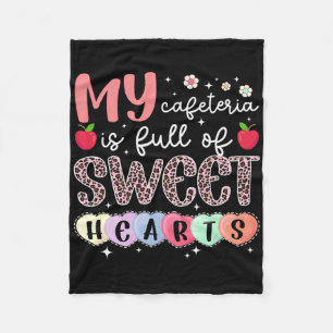 Cute School Cafeteria Worker Valentines Day Lunch Fleece Blanket
