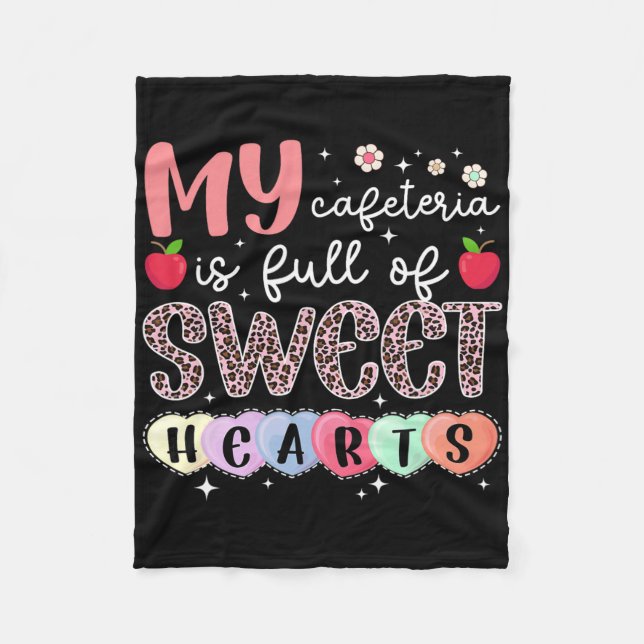 Cute School Cafeteria Worker Valentines Day Lunch  Fleece Blanket (Front)