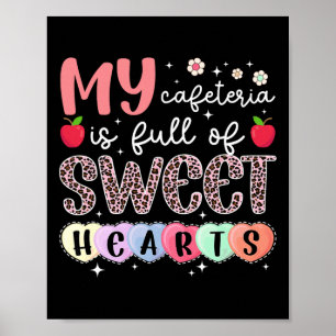Cute School Cafeteria Worker Valentines Day Lunch  Poster