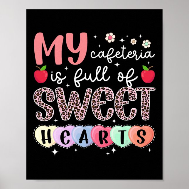 Cute School Cafeteria Worker Valentines Day Lunch  Poster (Front)