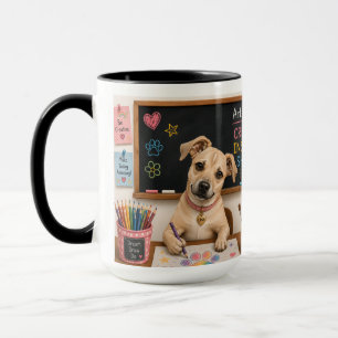 Cute School Dog Painting Watercolor Illustration Mug