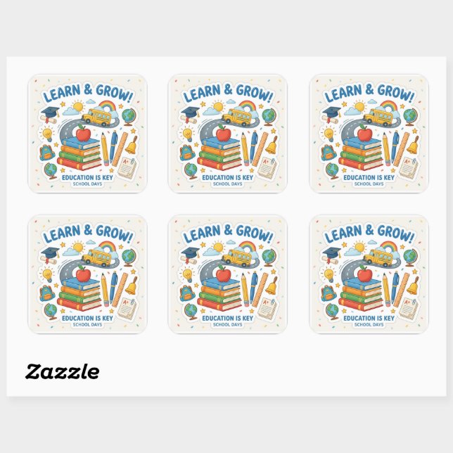 Cute School Element Sticker Learn & Grow Education (Sheet)