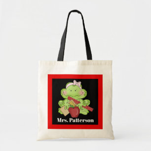 Cute school frog add Teacher's name tote Bag