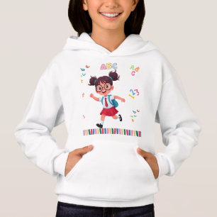 Cute School Girl ABC 123 Learning Illustration
