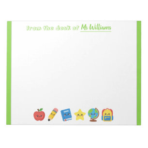 Cute School Icons Personalised Teacher Notepad