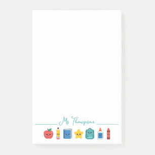 Cute School Icons Personalised Teacher Post-it Notes