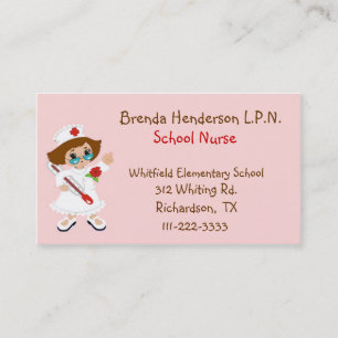 Cute School Nurse Business Card