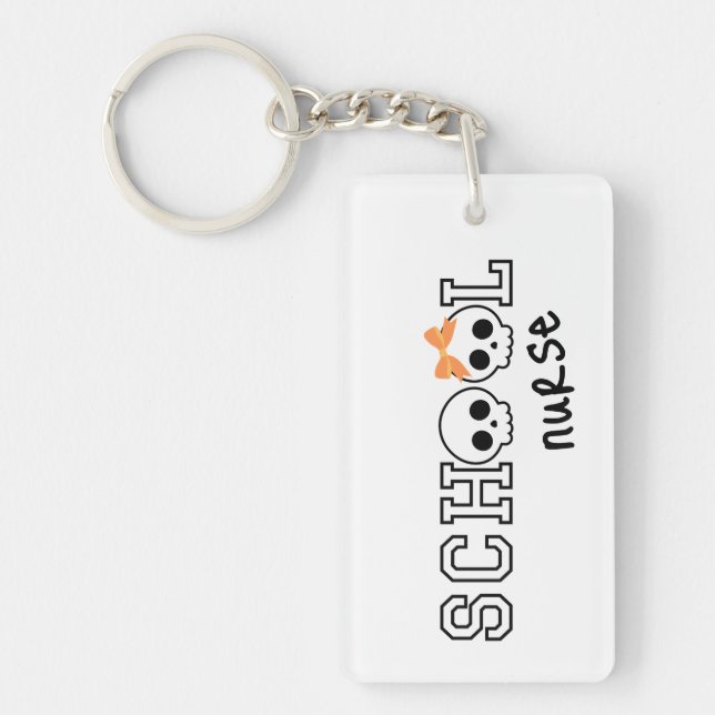 Cute School Nurse Halloween Spooky Skull Key Ring (Front)