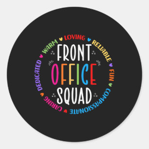 Cute School Secretary Admin Appreciation Front Off Classic Round Sticker