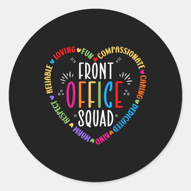 Cute School Secretary Admin Appreciation Front Off Classic Round Sticker (Front)