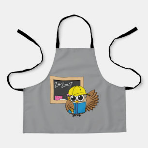 Cute School Student Owl Cartoon Apron