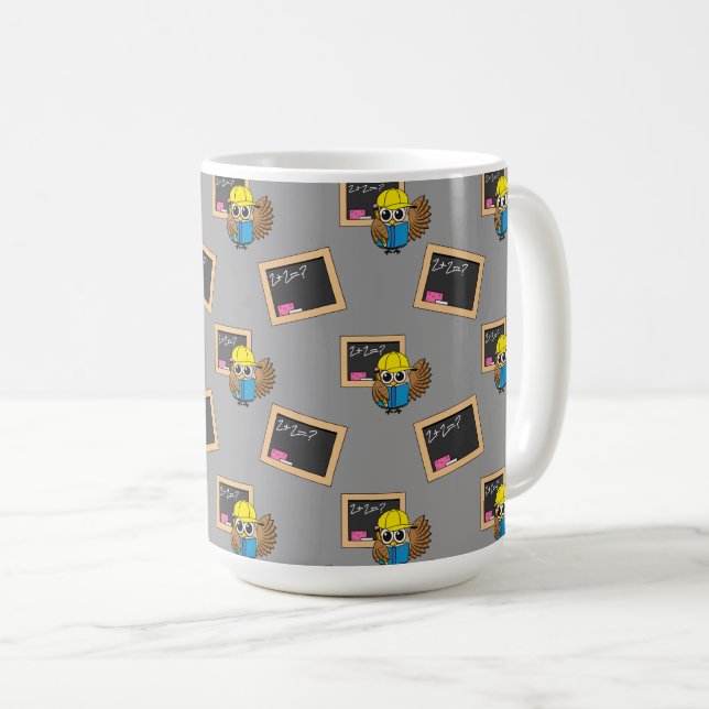 Cute School Student Owl Cartoon Coffee Mug (Front Right)
