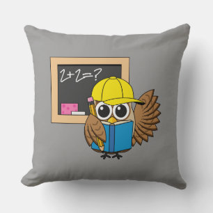 Cute School Student Owl Cartoon Cushion