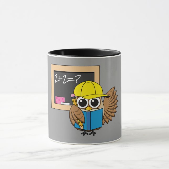 Cute School Student Owl Cartoon Mug (Center)