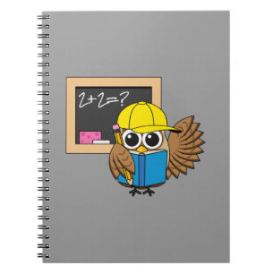 Cute School Student Owl Cartoon Notebook
