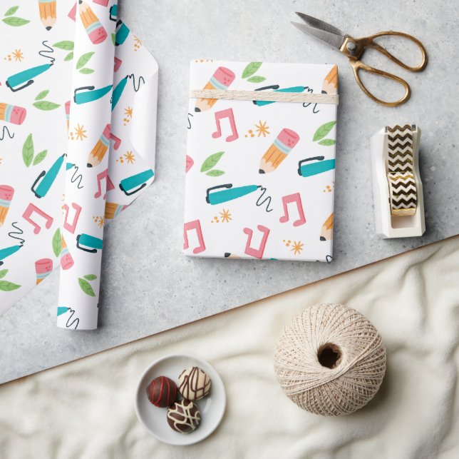Cute School Supplies Wrapping Paper (Crafts)