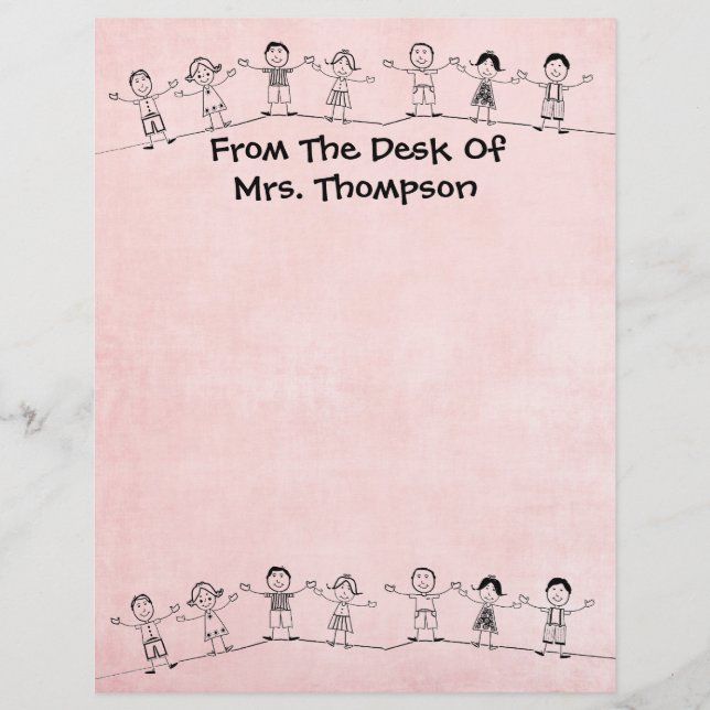 Cute School Teacher Letterhead Stationery (Front)