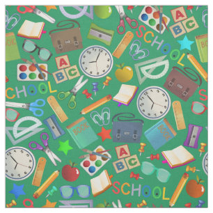 cute School tiled pattern Fabric