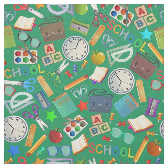 cute School tiled pattern Fabric (Swatch)