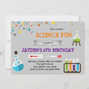 Cute science theme party invitation